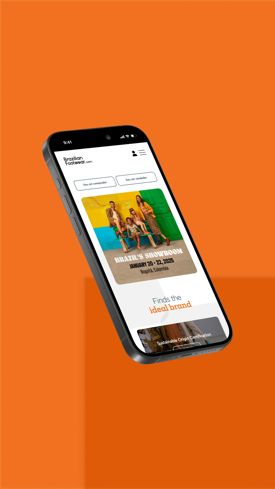 Plataforma Brazilian Footwear no celular.