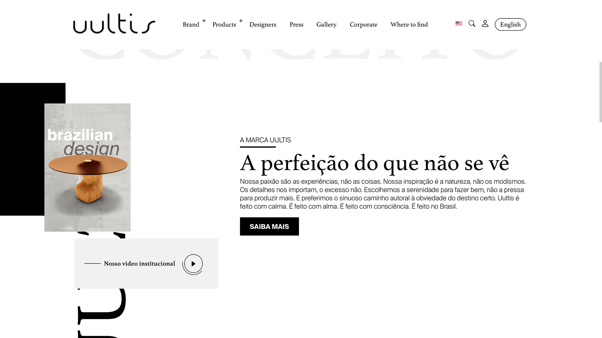Seção da marca no site da Uultis.